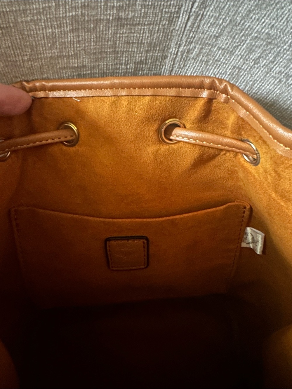 Cognac Brown Drawstring Bucket Bag - Picture 6 of 8